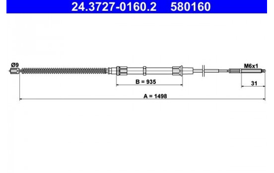 Vajer, parkeringsbroms 24.3727-0160.2 ATE