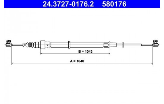 Vajer, parkeringsbroms 24.3727-0176.2 ATE