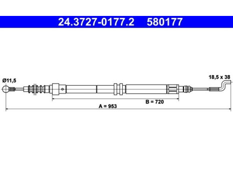 Vajer, parkeringsbroms 24.3727-0177.2 ATE