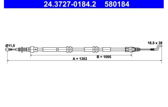 Vajer, parkeringsbroms 24.3727-0184.2 ATE