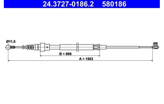 Vajer, parkeringsbroms 24.3727-0186.2 ATE