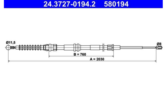 Vajer, parkeringsbroms 24.3727-0194.2 ATE