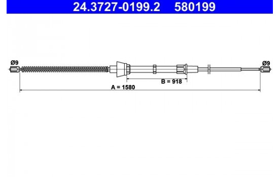 Vajer, parkeringsbroms 24.3727-0199.2 ATE