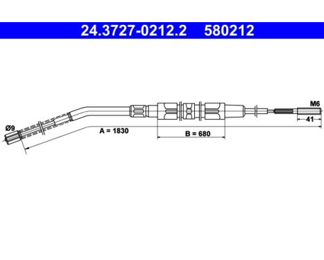 Vajer, parkeringsbroms 24.3727-0212.2 ATE
