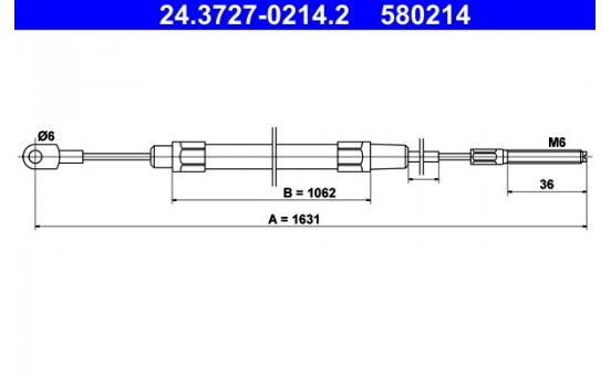 Vajer, parkeringsbroms 24.3727-0214.2 ATE