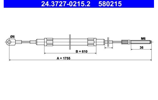 Vajer, parkeringsbroms 24.3727-0215.2 ATE