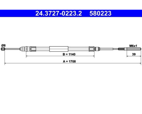 Vajer, parkeringsbroms 24.3727-0223.2 ATE