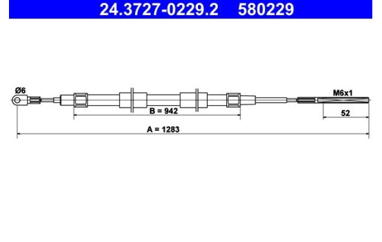 Vajer, parkeringsbroms 24.3727-0229.2 ATE