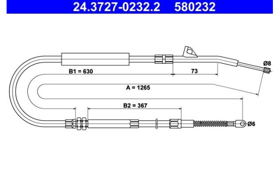 Vajer, parkeringsbroms 24.3727-0232.2 ATE