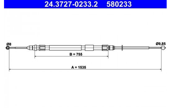 Vajer, parkeringsbroms 24.3727-0233.2 ATE