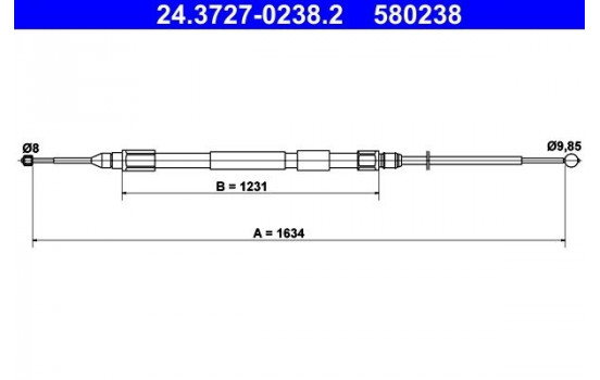 Vajer, parkeringsbroms 24.3727-0238.2 ATE