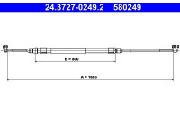 Vajer, parkeringsbroms 24.3727-0249.2 ATE