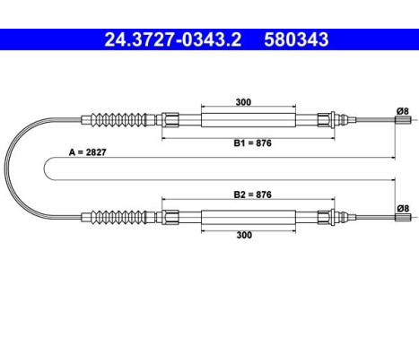 Vajer, parkeringsbroms 24.3727-0343.2 ATE