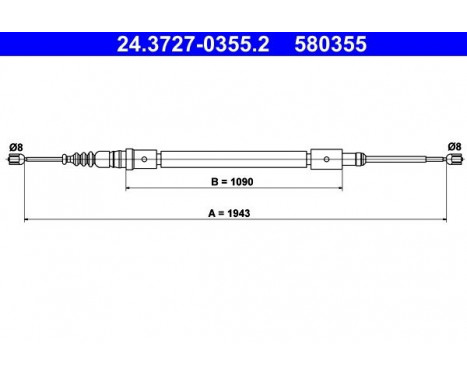 Vajer, parkeringsbroms 24.3727-0355.2 ATE