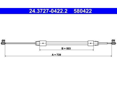 Vajer, parkeringsbroms 24.3727-0422.2 ATE