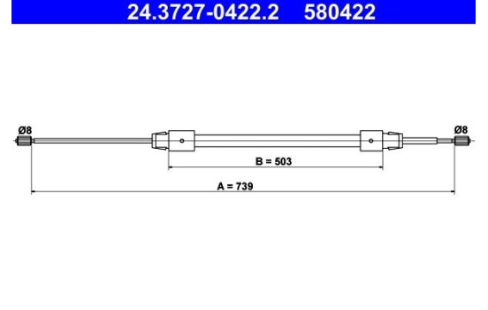 Vajer, parkeringsbroms 24.3727-0422.2 ATE