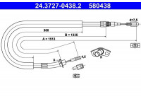 Vajer, parkeringsbroms 24.3727-0438.2 ATE
