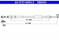 Vajer, parkeringsbroms 24.3727-0453.2 ATE