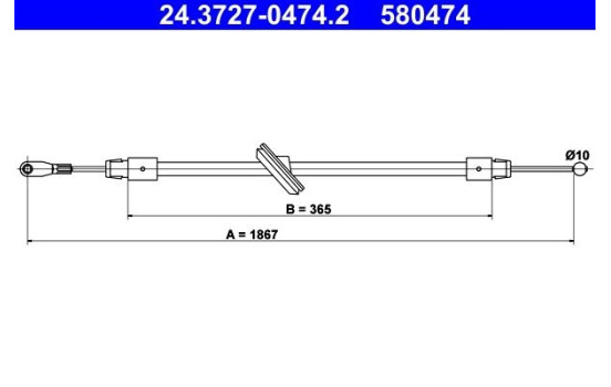 Vajer, parkeringsbroms 24.3727-0474.2 ATE