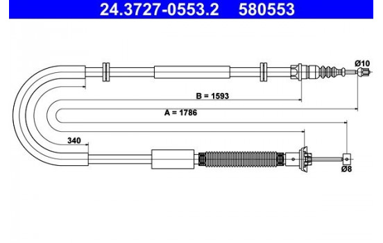 Vajer, parkeringsbroms 24.3727-0553.2 ATE