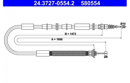 Vajer, parkeringsbroms 24.3727-0554.2 ATE