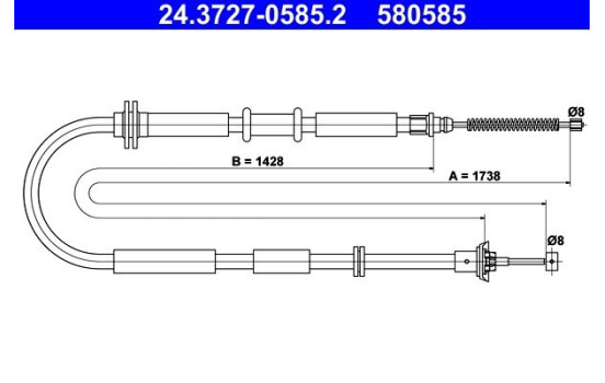 Vajer, parkeringsbroms 24.3727-0585.2 ATE