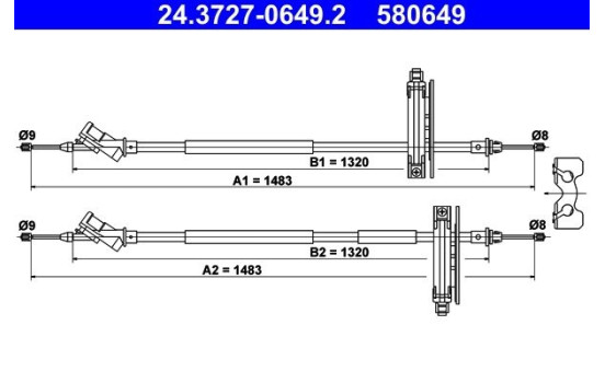 Vajer, parkeringsbroms 24.3727-0649.2 ATE