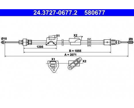 Vajer, parkeringsbroms 24.3727-0677.2 ATE