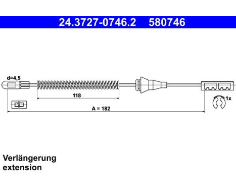 Vajer, parkeringsbroms 24.3727-0746.2 ATE