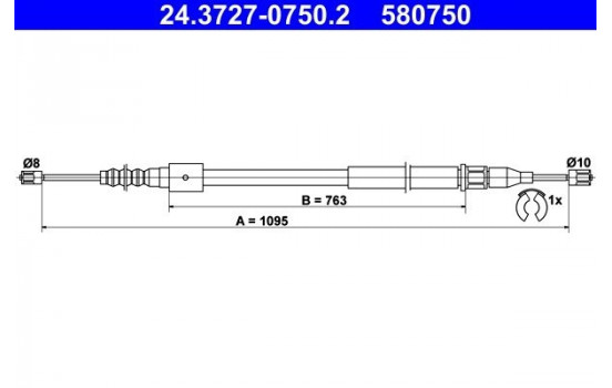 Vajer, parkeringsbroms 24.3727-0750.2 ATE