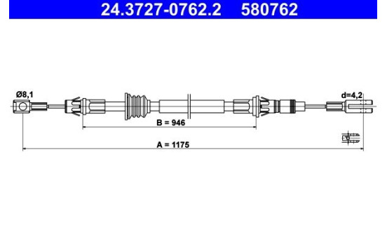 Vajer, parkeringsbroms 24.3727-0762.2 ATE