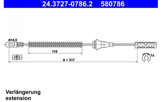 Vajer, parkeringsbroms 24.3727-0786.2 ATE