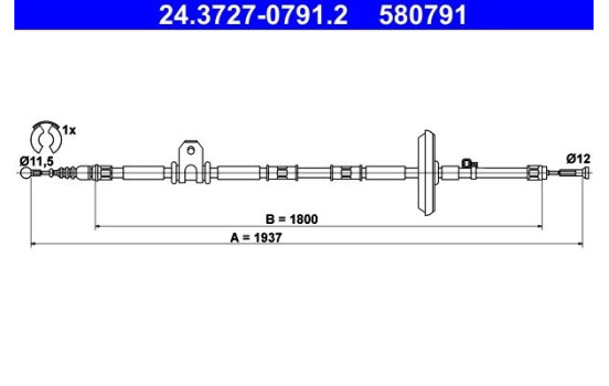 Vajer, parkeringsbroms 24.3727-0791.2 ATE