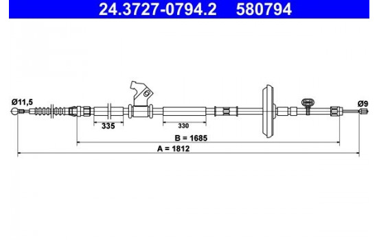 Vajer, parkeringsbroms 24.3727-0794.2 ATE