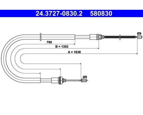 Vajer, parkeringsbroms 24.3727-0830.2 ATE