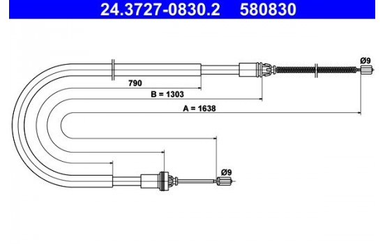 Vajer, parkeringsbroms 24.3727-0830.2 ATE