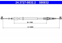 Vajer, parkeringsbroms 24.3727-0832.2 ATE
