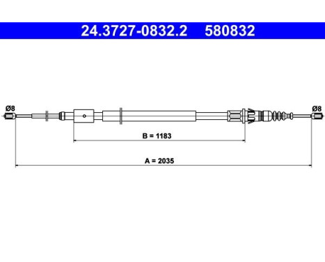 Vajer, parkeringsbroms 24.3727-0832.2 ATE