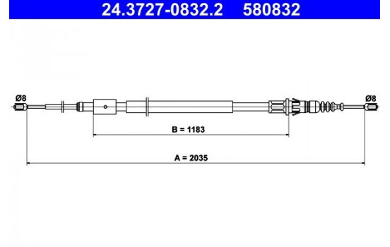 Vajer, parkeringsbroms 24.3727-0832.2 ATE