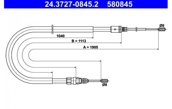 Vajer, parkeringsbroms 24.3727-0845.2 ATE