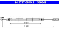Vajer, parkeringsbroms 24.3727-0849.2 ATE