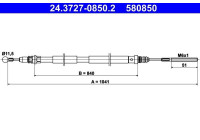 Vajer, parkeringsbroms 24.3727-0850.2 ATE