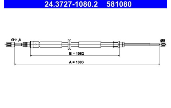 Vajer, parkeringsbroms 24.3727-1080.2 ATE