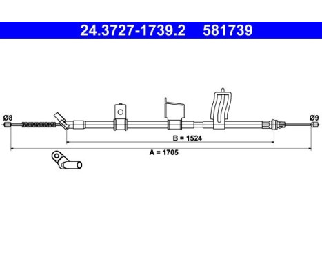 Vajer, parkeringsbroms 24.3727-1739.2 ATE