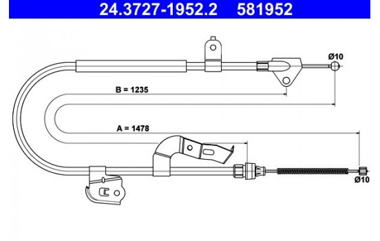 Vajer, parkeringsbroms 24.3727-1952.2 ATE