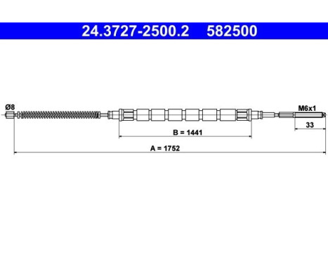 Vajer, parkeringsbroms 24.3727-2500.2 ATE