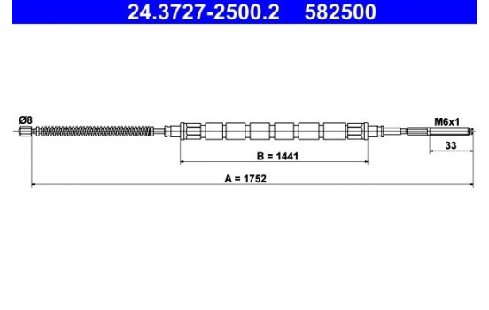 Vajer, parkeringsbroms 24.3727-2500.2 ATE