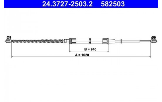 Vajer, parkeringsbroms 24.3727-2503.2 ATE