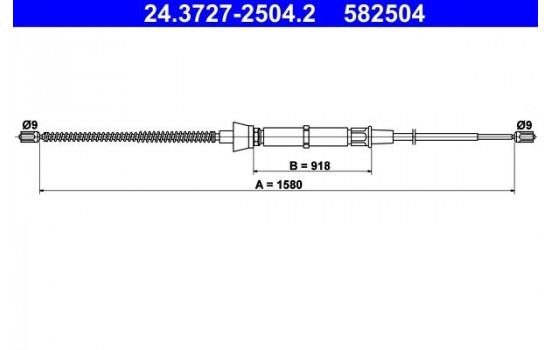 Vajer, parkeringsbroms 24.3727-2504.2 ATE