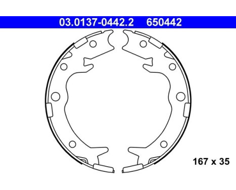 Bromsbackar, sats, parkeringsbroms 03.0137-0442.2 ATE